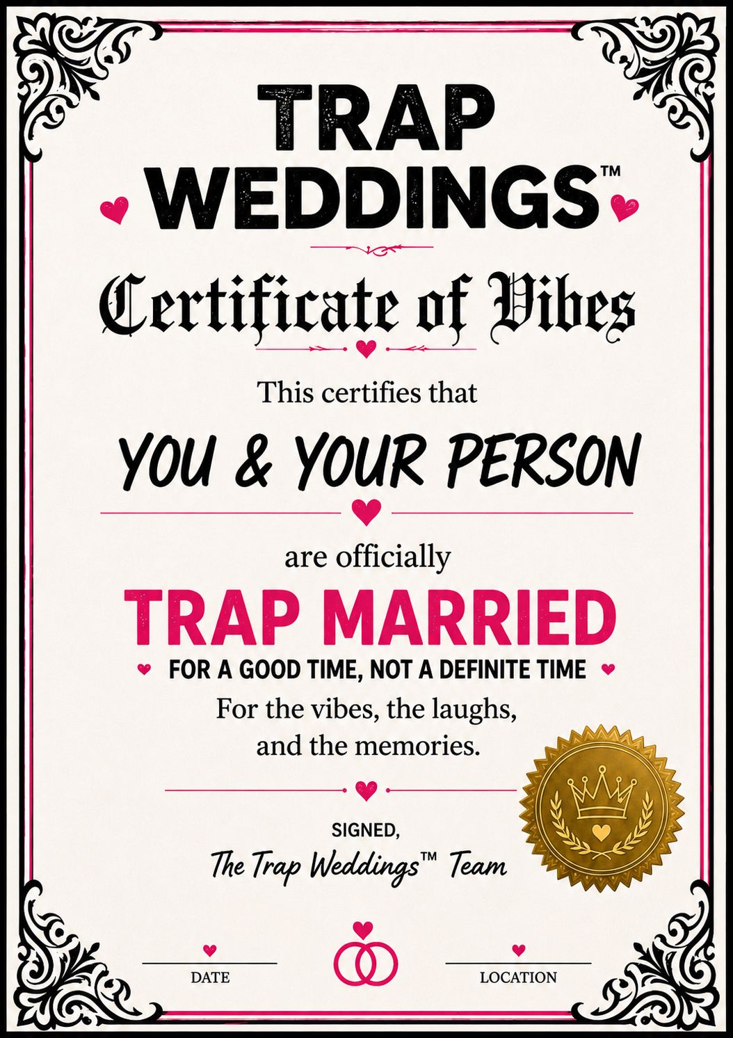 Trap Agreement Certificate